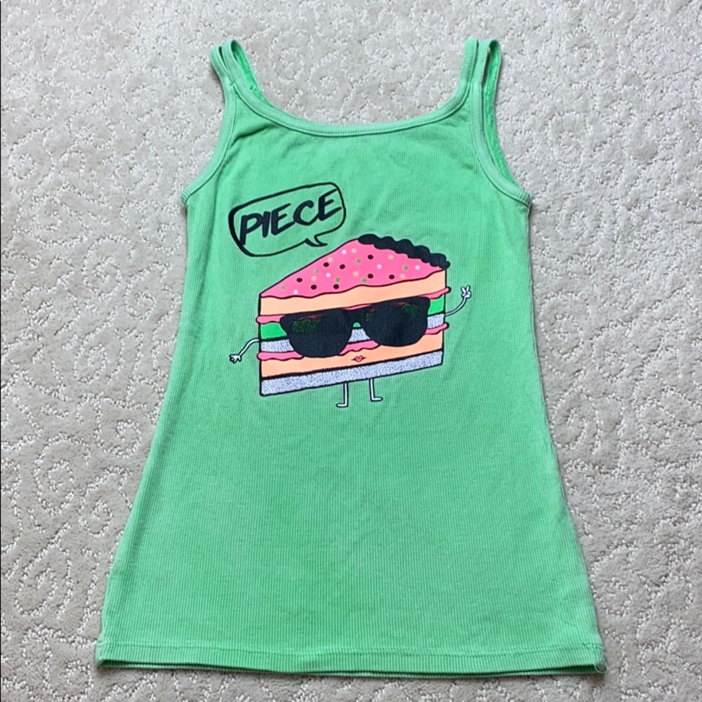 Total Girl piece (peace) of cake ribbed tank top